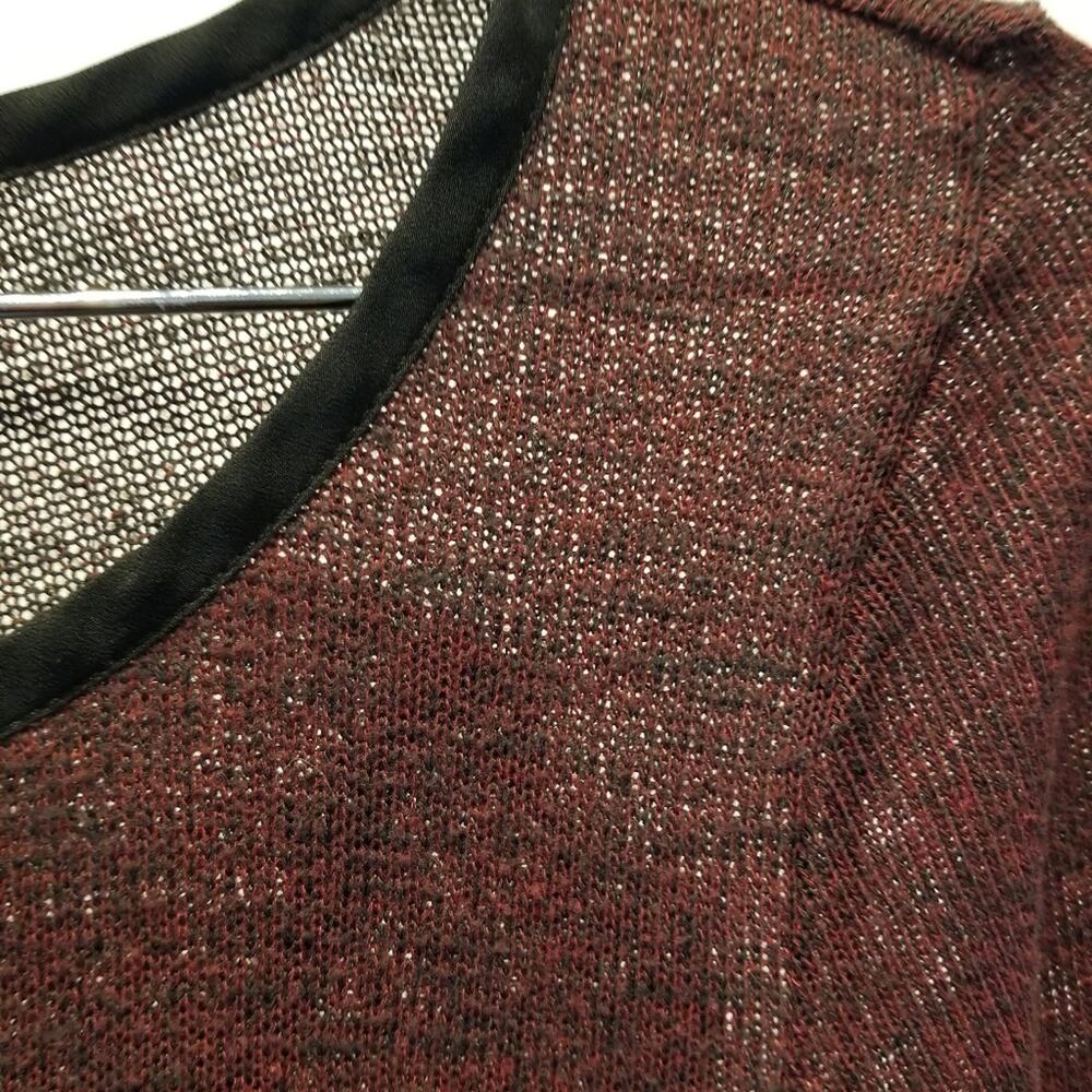 Society Girl Burgundy Black Lifht Weight Sweater Round Neck Long Sleeve Size S - Picture 7 of 9